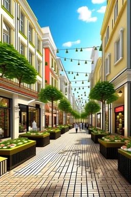 the design of a pedestrian street environment in the romantic, modern and fabulous style