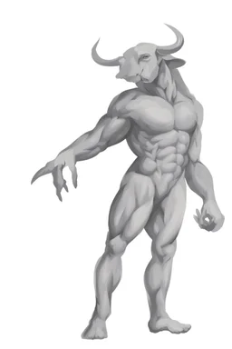 Centaur, a muscular man with a bull's head