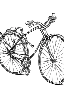 Outline art, no shading, , cartoon style, power bicycle, black and white, low detail, --ar 9:11