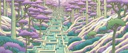 A light purple maze of illusion painted by Utagawa Hiroshige