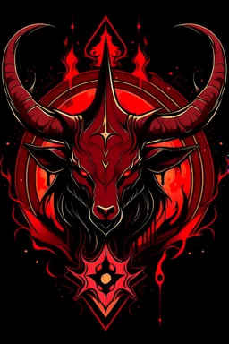 Anime logo,The star of Baphomet has flames on its edges and is painted in blood