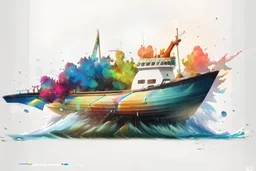 Boat on the water rainbow colors