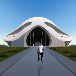 Centro cultural estilo Zaha Hadid hiperrealista arte digital 8k