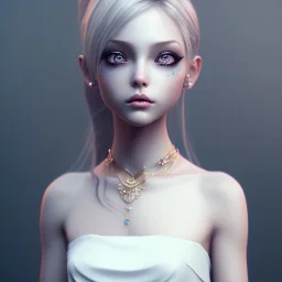 Cute fluid ink girl, big black eyes, unreal engine 5, 8k resolution, photorealistic, ultra detailed by Bosh