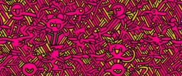 A magenta kingdom with hearts painted by Keith Haring