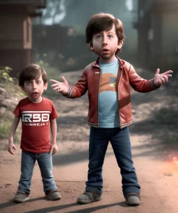 Howard wolowitz toddler, full body, dramatic lighting, angry, hyper realistic,