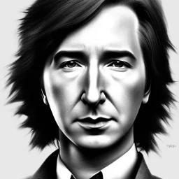 high-quality, fine-detail close-up pen and pencil sketch of young alan Rickman as Severus Snape, portrait, 8k resolution, intricate, digital art, detailed matte painting, photorealistic, volumetric lighting, Rafael Augusto, Juan Francisco Casas, Anne Dittman, Anne Stokes, greg rutowski