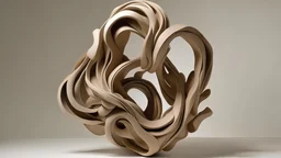 Escultura orgánica di masadecrea con tonos neutros, estilo minimalista