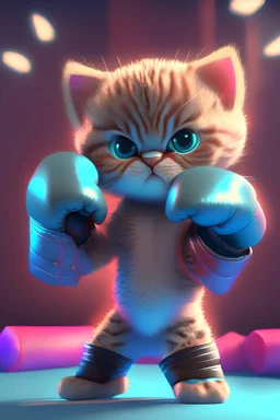 Cute kitten with boxing gloves,Pixar,Disney,Concept art,3D digital art,Maya 3D,ZBrush central 3D shading,bright colored background,radial gradient background,cinematic,Reimagined by industrial light and magic