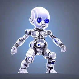 Baby cyborg, hyper realism,3d character, cute, maximum detailed.