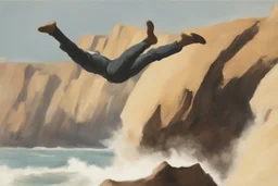 man jumping from the cliff by phil hale