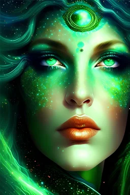 galactic woman fair haired green eyed empress of sky nice lips