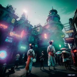 Ultra Realistic photo, medium shot view, geisha women, carnival scene, futuristic steampunk. hair monster, Drunken, Sunglasses, smoking, happy, hot. Cabaret background, highly detailed, concept art, unreal engine 5, ray tracing, RTX, lumen lighting, ultra detail, volumetric lighting, 3d, finely drawn, high definition, high resolution.