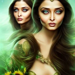 sunflower goddess green eyes ,actress aishwarya rai