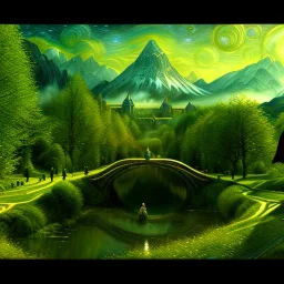 Epic Drawing of scenery of The LOTR estilo Van Gogh 4k