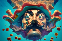 A surreal Salvador Dali-inspired portrait of the Mario Bros with his facial features melting and transforming into a dreamscape filled with whimsical and bizarre elements, showcasing the fluidity and vastness of human imagination. 8k