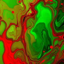 romantic picture, abstract, with red and green,liquid , hq