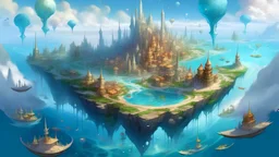 City of Magic with floating isles and crystals