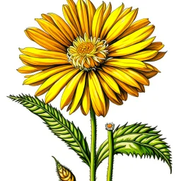 calendula flower on white background, illustration