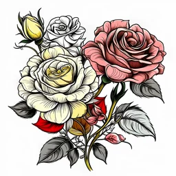 Coloring book, Flowers, roses,clear,no background.
