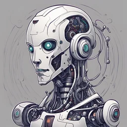 Art illustration robot humanoide lineal art