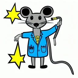 Rat cartoon happy lab coat lightning bolt