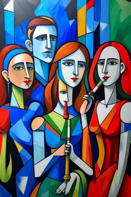 picasso style cubism 5 people