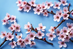 fantastic light pin blue background with three rows of four evenly spaced cherry blossoms