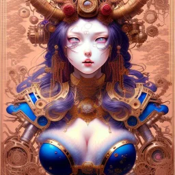 beautiful steampunk huge girl, hyper detailed, hyperdetailed, intricately detailed, illustration by _Katsushika Hokusai_ _Yoji Shinkawa_, guts, soft smooth lighting, intricate, wildflower, darkblue tones, background liquid,soft pastel colors, red tones, nice, darkred tones, high lighting,