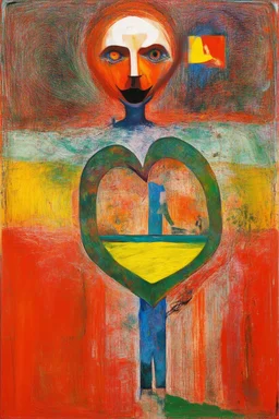 The fear that breaks it's own heart; a surreal admixture of Sidney Nolan and Paul Klee