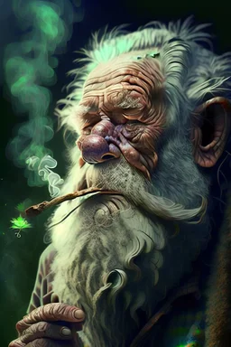 Grizzly old man smoking weed, super high definition