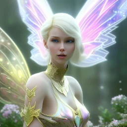 beautiful fairy very etheric, nice smiling, long blond hair, magic glamour pink make up, delicate colors, complete vision of very transparent and big wings, beautiful glamour transparent dress, ultra sharp focus, 8k, unreal engine 5, extremely sharp detail, light effect, soft light atmosphere, smooth, full of details, face in front, complete vision of face and hair and of the body