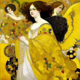 Yellow angelic heavens painted by Gustav Klimt