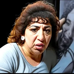 Create a highly realistic 3D scene. An imaginatively detailed rendering of Maradona transforming her into a woman with the same specifications as the attached image. The method of transforming the painting in full detail. A comedic and funny touch. Ultra wide angle. Extremely realistic fine details. Highly realistic detailed display. Great full presentation and amazing drawing style. Transfer the full detailed drawing of the image at a wide and precise angle. Inspiring professional fine d