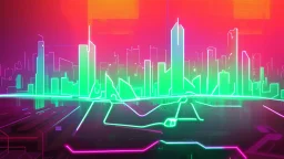 hacker city with neon lights