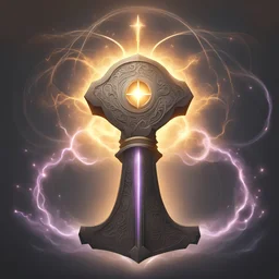 a mystic hammer with a glowing halo, no being