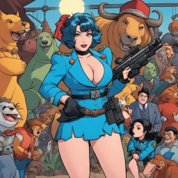 everywhere everything all at once: Hey Lili in extravaganza undergarments pointing her gun, outta the blue, Hullabaloo Pull the trigger and flee in Higitus Figitus Fantomas Zoo All alone you Leave me, Ziggiddy Zam, Biggiddy Boo With a savage crime scen of higgledy-piggledy gobbledygook