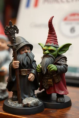 halfling hobbit priest thief, and Gnome half goblin invention, winning prize at gnome convention, miniatures being painted
