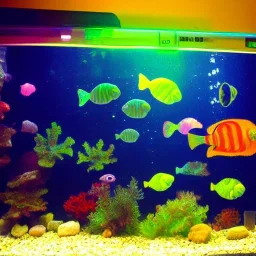 glowing fish in fishtank