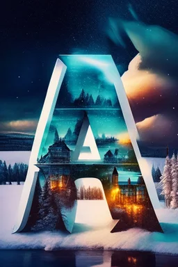 Finland, distinctive features. Northern lights. Finnish architecture. Helsinki. The Finnish letters of the alphabet are scattered in the foreground