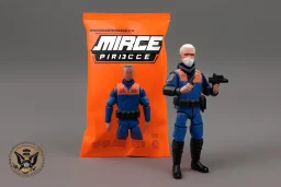 packaging label Mike pence g.i. joe toy With a gun space force uniform action figure, fluorescent orange