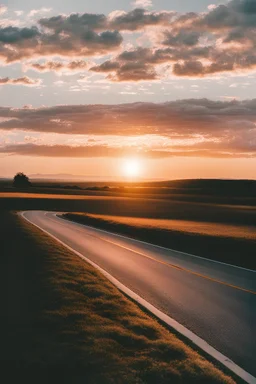 sunrise film photo of road .kodak