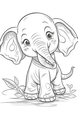 outline art for cute Elephant coloring pages with sitch, white background, Sketch style, full body, only use outline, toddlers style, clean line art, white background, no shadows and clear and well outlined.