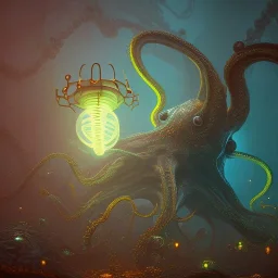 biomorphic octopus morphed with electronic wiring and mixed with lighting, Nanopunk and Biopunk with cyberpunk look,golden hour,MTG, wonderful ambient colors, hyper realistic, unreal engine 5, 8k, uhd, art by Jarosław Jaśnikowski mixed with Sheila Martin mixed with Fletch mixed with Frank Sun mixed with Anna Dittmann mixed with Alena Aenami.