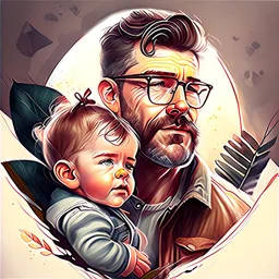 Fathersday illustration, real art, design, realistic, high quality