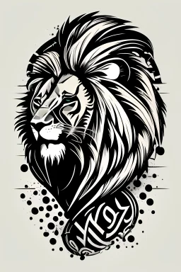 Fashion a geometric lion emblem for a music band, combining the lion's strength with the spirit of rock and roll. with light color background for t-shirt design