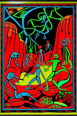 STICK MAN CAVE PAINTING in the style of Hiroshi Nagai