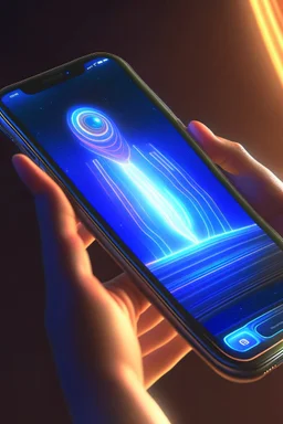 a 3d helping hand coming out of a realistic iphone 14 screen, inspired by Tim Hildebrandt, futuristic, glowing, sci-fi digital art illustration, stefan koidl inspired, left side perspective