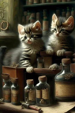 Kittens in an apothecary