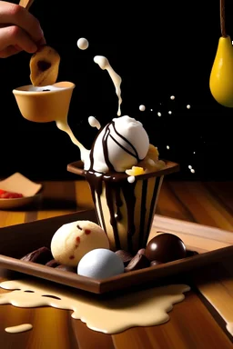 vanille glace mit schokoladen sauce¨